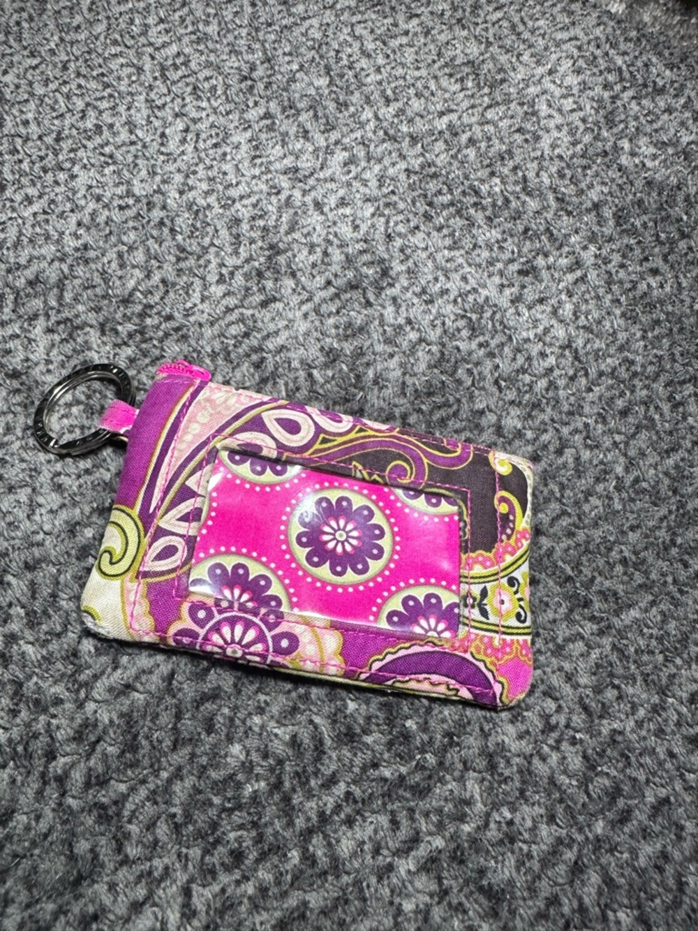 Vera Bradley Pink and Purple Quilted Card Pouch with Keyring